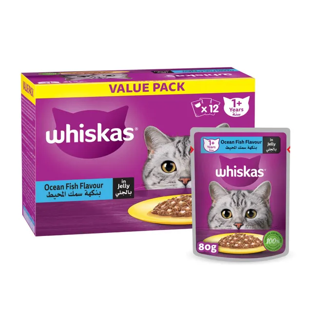 Whiskas Oceanfish in Jelly Wet Cat Food, Pack of 12