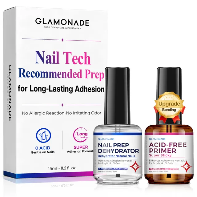 Glamonade Nail Dehydrator and Primer Set 2PCS Acid Free Super Bond Prep Kit