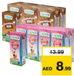 Lacnor حليب بنكهة الفراولة / شوكولاتة لاكنور
