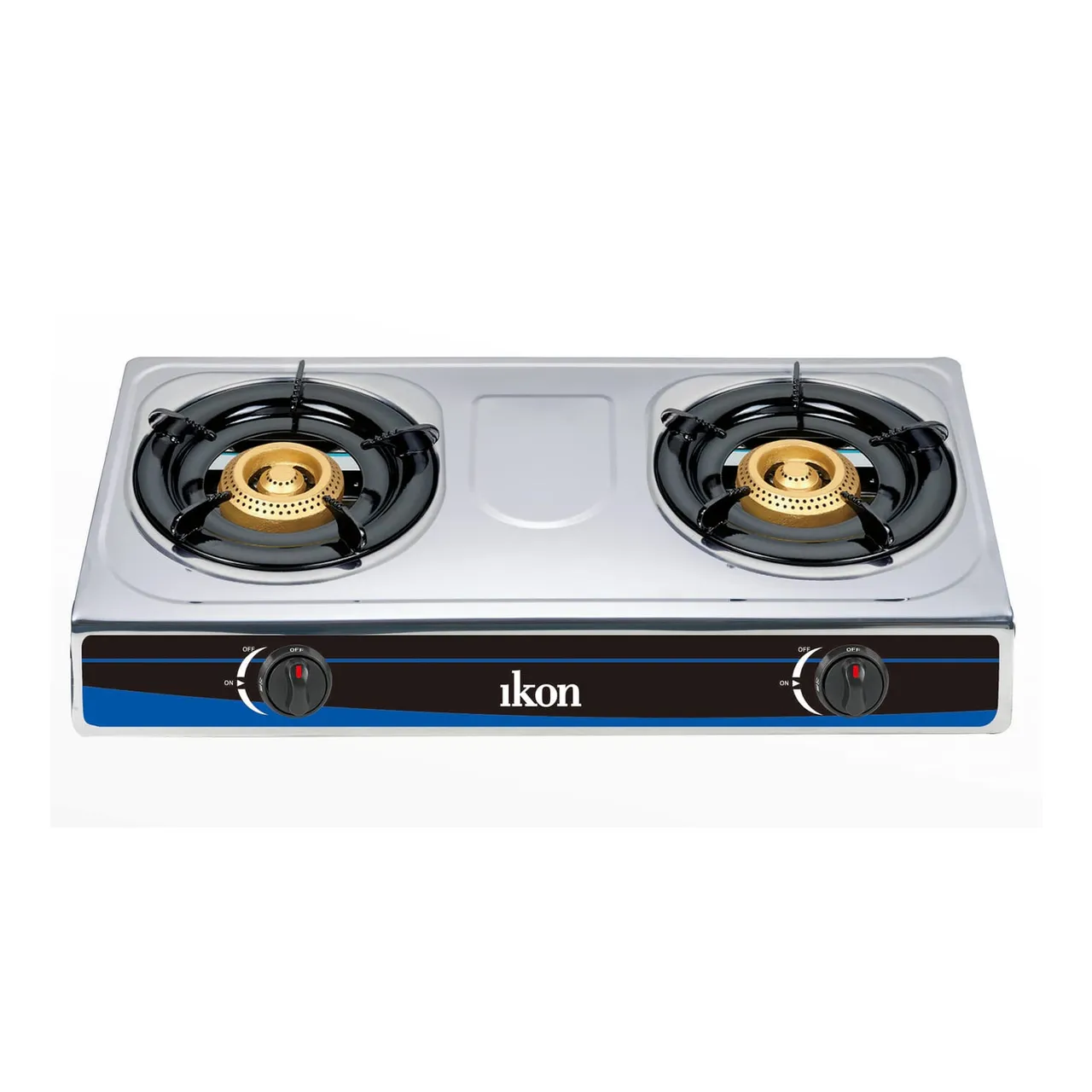 Ikon موقد غاز مسطح 2 شعلة، أسود/أزرق، IK-CS2070S