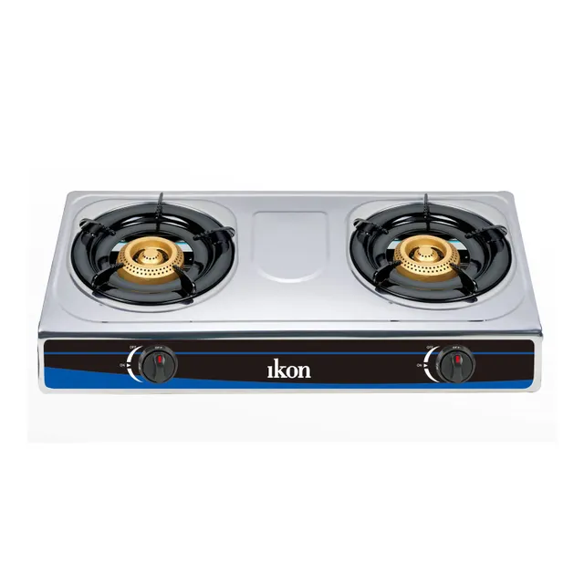 Ikon 2 Burner Table Top Gas Stove, Black/Blue, IK-CS2070S