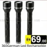 360German Led Rechargeble Flash Light 3in1