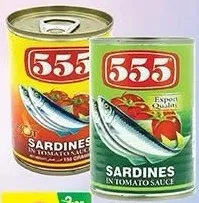 555 سردين في صلصة الطماطم أخضر/أحمر