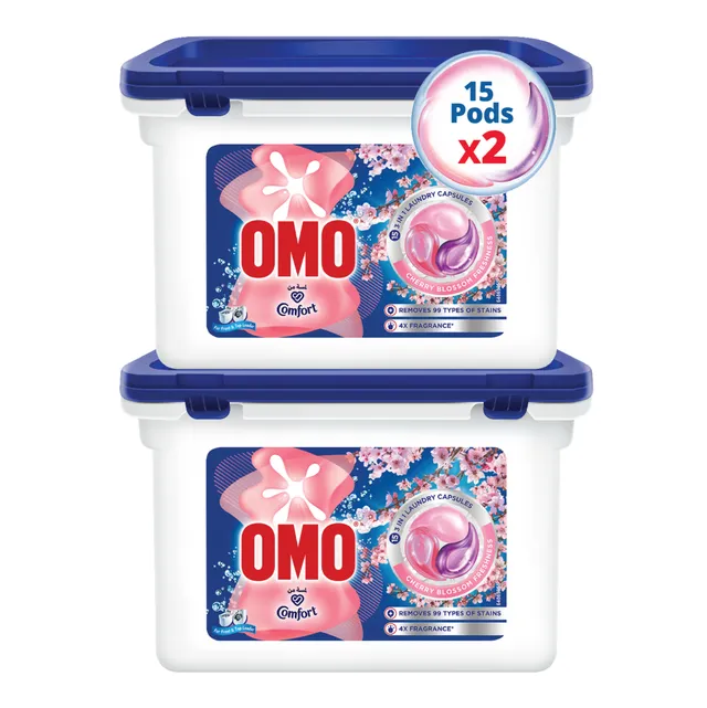 Omo Comfort 3in1 Laundry Capsules - Cherry Blossom Freshness - 2 x 15 Pods