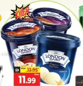 London Dairy Ice Cream Vanilla + Tiramisu + Pralines & Cream, Assorted