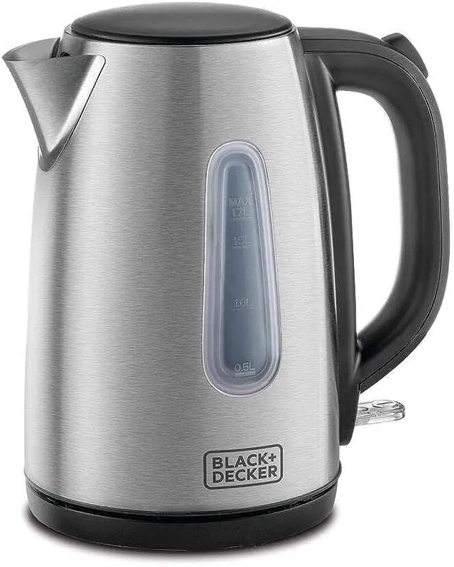 Black & Decker Cordless Electric Kettle 2200W Power with Water-Level Indicator Removable Filter & Auto Shut-Off Stainless Steel Body Perfect for Beverages JC450-B5