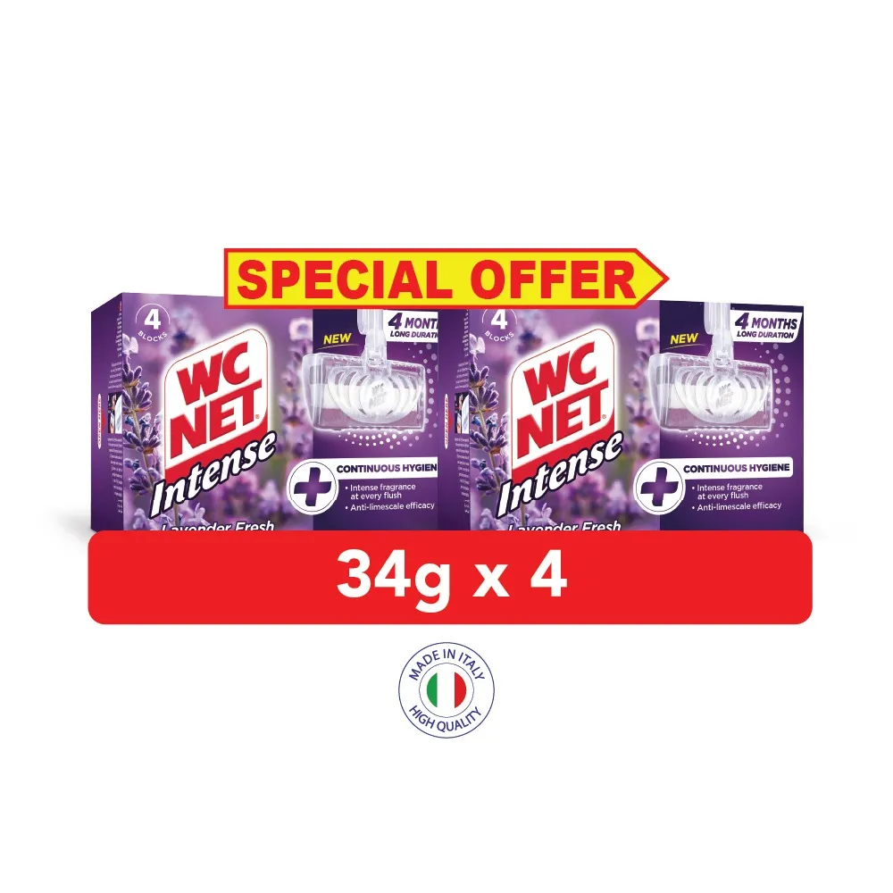 W.C Net مكعبات صلبة لحافة المرحاض برائحة اللافندر - 4Pcs
