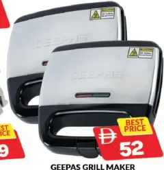 Geepas Grill Maker 2 Slize GMG6001