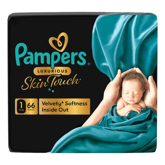 Pampers Luxurious Skin Touch Taped Diapers, Size 1 (2- ), 66 Count