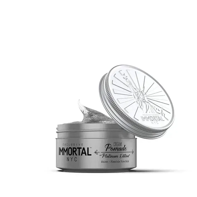 Immortal Nyc Hair Styling Cream Pomade Platinum Edition - Mens Water Based, No Residue Hair Balm - All Natural Pomade -Strong Firm Hold - Gel for All Hair Types