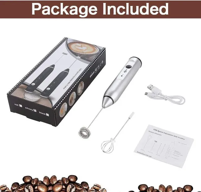 aobida Milk Frother Generic Handheld 3-Speed Adjustable For Latte Coffee Cappuccino, Kitdine Egg Mixer With 2 Whisks, Mini Blender And Foamer Perfect For Hot Chocolate