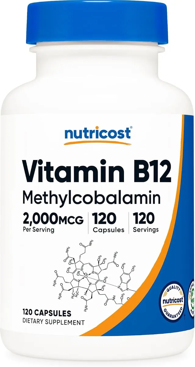 Nutricost Vitamin B12 (Methylcobalamin) 2000MCG, 120 Capsules - Vegetarian Caps, Non-Gmo, Gluten Free B12 Supplement