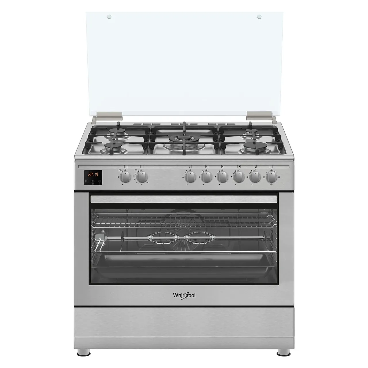 Whirlpool موقد 90cm موديل WM9GC6DCX/MEA، حديد زهر، فضي، 5 شعلات