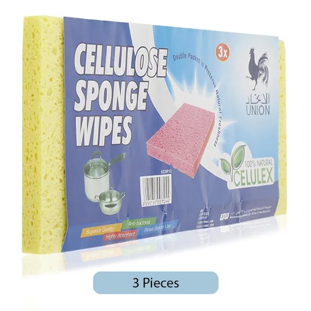 Union Cellulose Sponge Wipes - 3 Pcs
