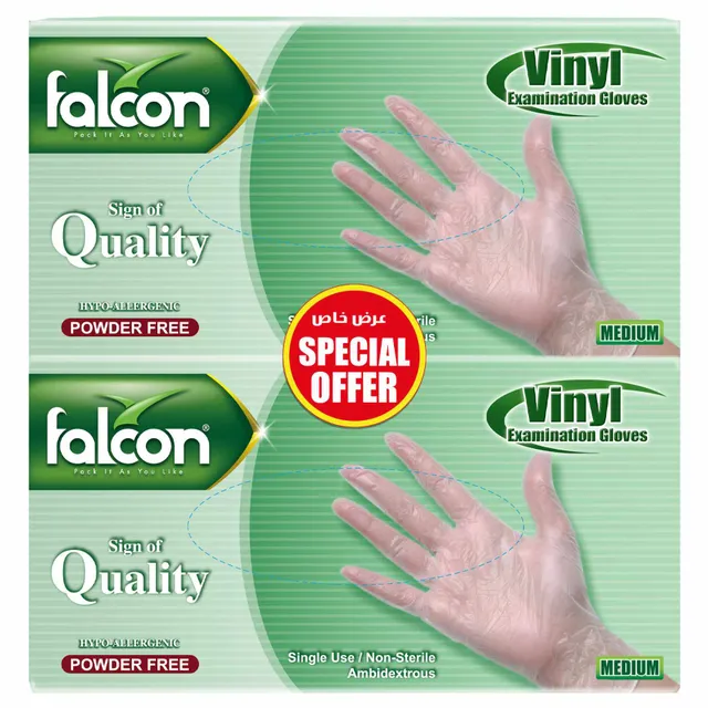 Falcon Powder Free Vinyl Gloves, Medium