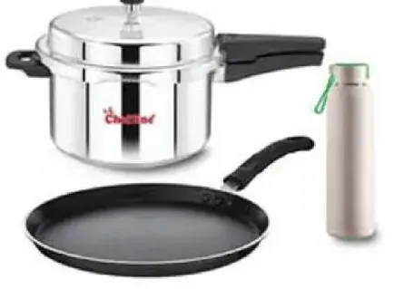 Chefline وعاء طهي ضغط الالمنيوم شيفلاين + طاوة + قارورة