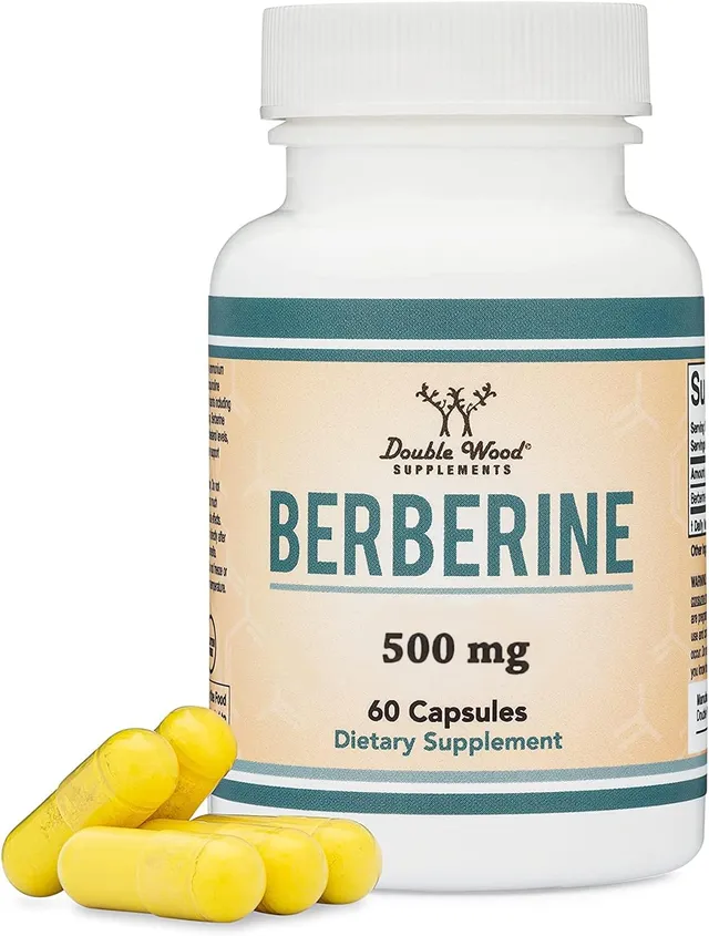 Double Wood Supplements Berberine 500mg Supplement, 60 Capsules (Third Party Tested, Manufactured in The USA) AMPK Activator, Berberine HLC Plus for Cardiovascular Health
