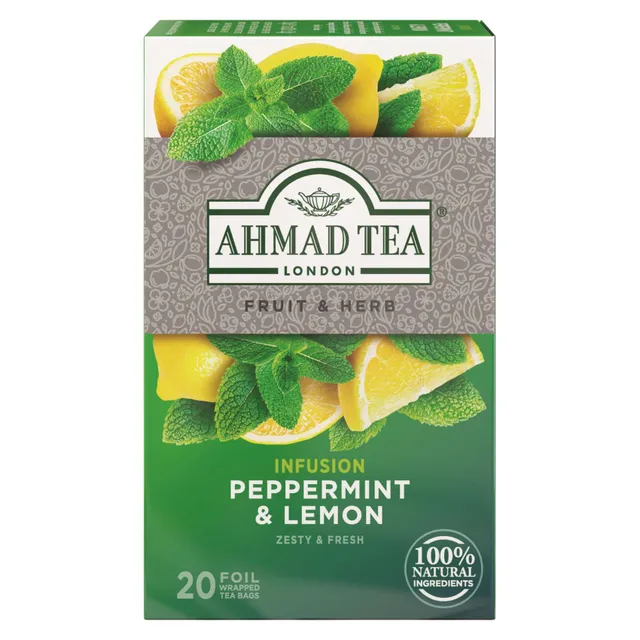 Ahmad Tea Fruit and Herb Infusion Peppermint and Lemon Flavoured 20 Tea Bags