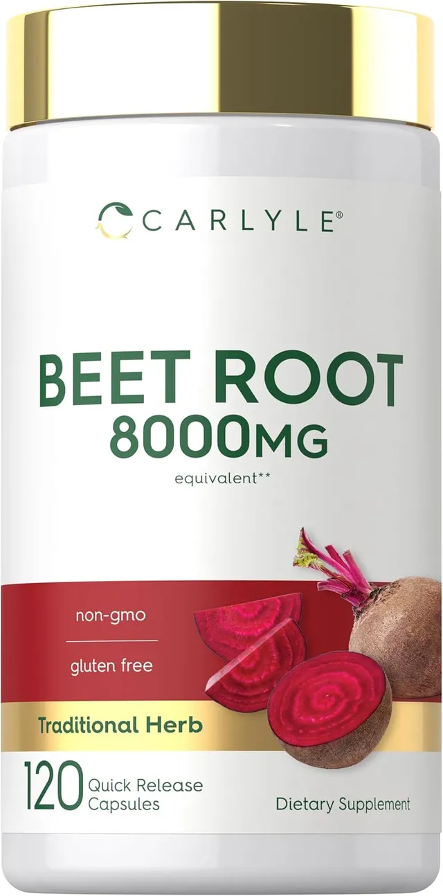 Carlyle Beet Root Capsules, 8000mg, 120 Count, Non-Gmo And Gluten Free Supplement