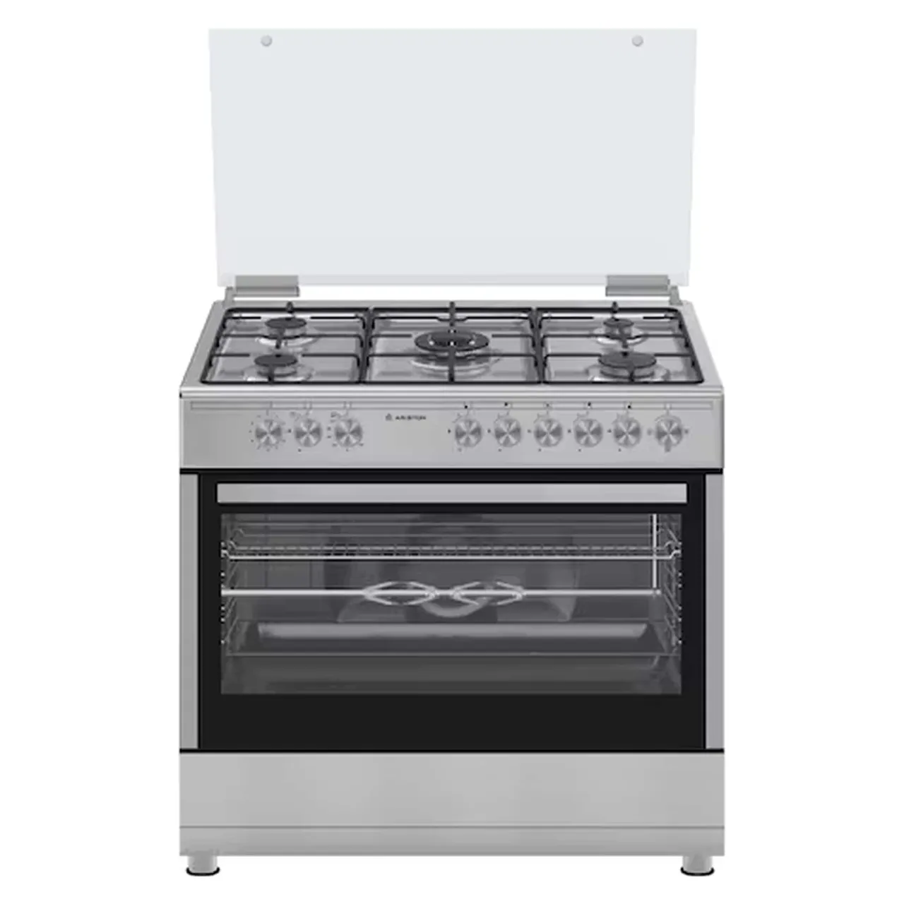 Ariston طباخ غاز مقاس 90cm موديل AM9GM1KMX/MEA، فضي، 5 شعلات