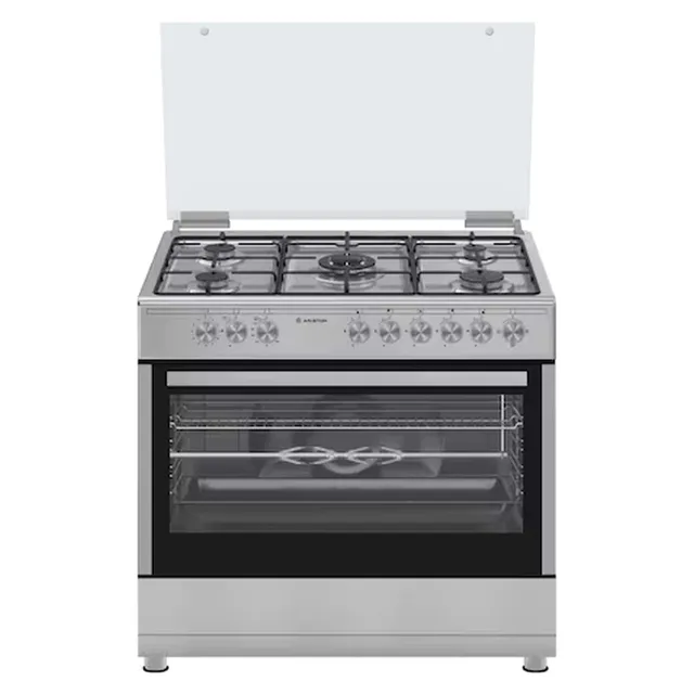 Ariston 90cm Gas Cooker AM9GM1KMX/MEA, Silver, 5 Burners