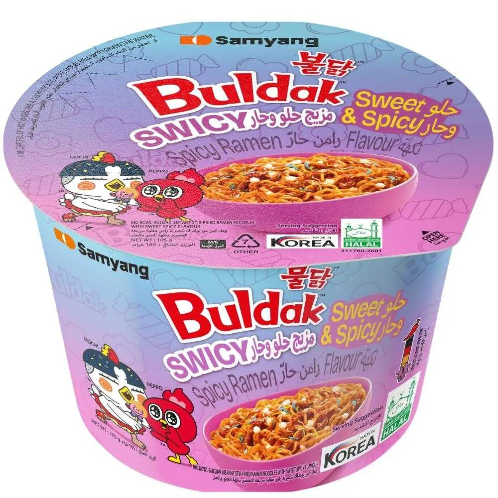 Samyang Buldak وعاء رامن حلو وحار Swicy Sweet & Spicy