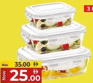 Borosil علبة مستطيلة Klip & Store