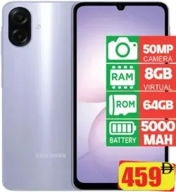 Samsung A07 50MP camera, 8GB virtual RAM, 64GB ROM, 5000mAh