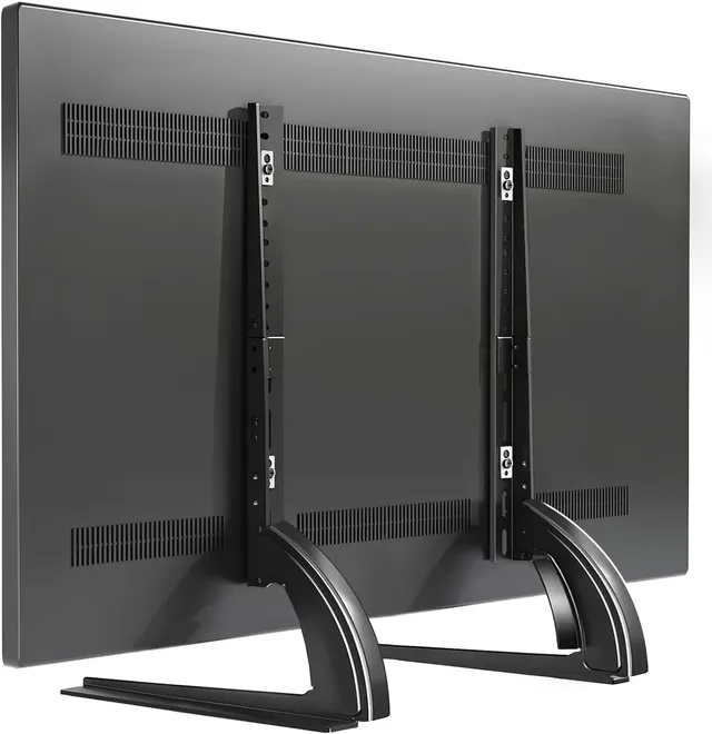 radiotronics Universal Table Top TV Stand Mount for 27 30 32 37 40 43 47 50 55 60 65 Inch LCD LED Flat/Curved Screen TVs, Height Adjustable TV Legs