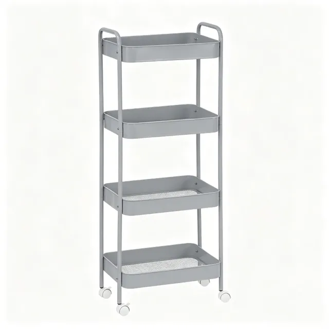 Maple Leaf Home 4 Layer Storage Shelf, Grey, MCS1004