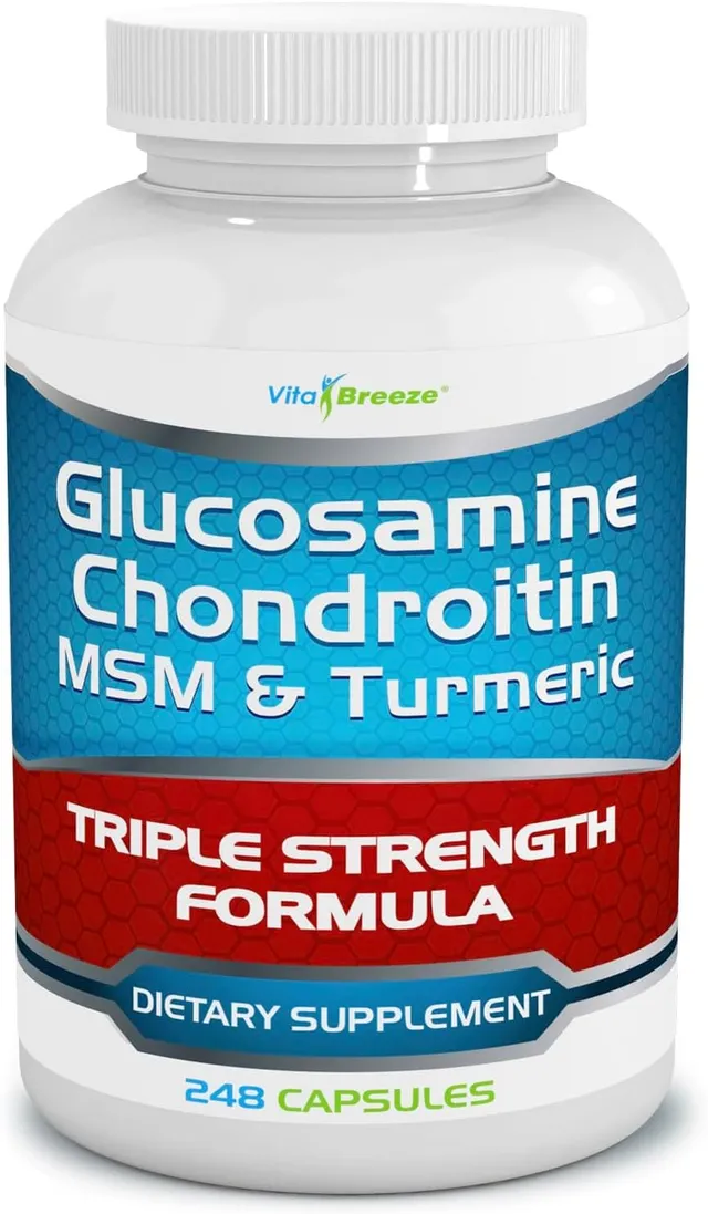 Vitabreeze Glucosamine Chondroitin, Msm & Turmeric Dietary Supplement - 248 Capsules, Triple Strength Joint Support Supplement, Suitable For Men And Women