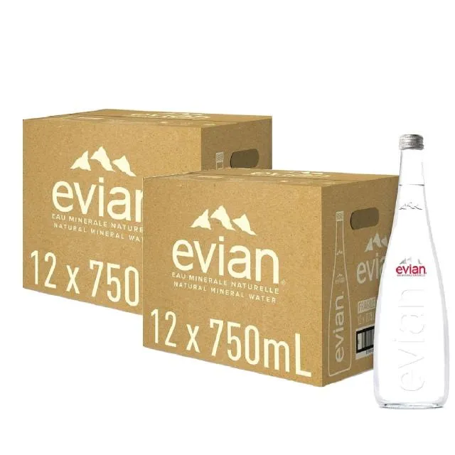 Evian Natural Mineral Water Glass