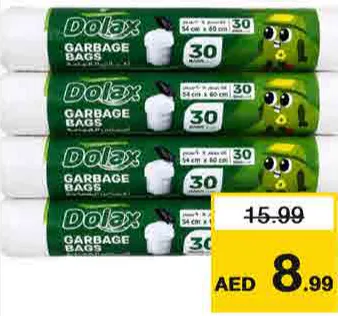 Dolax Grbg Bag Rolls Wht