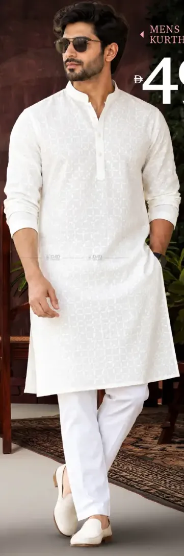 Mens Kurtha White
