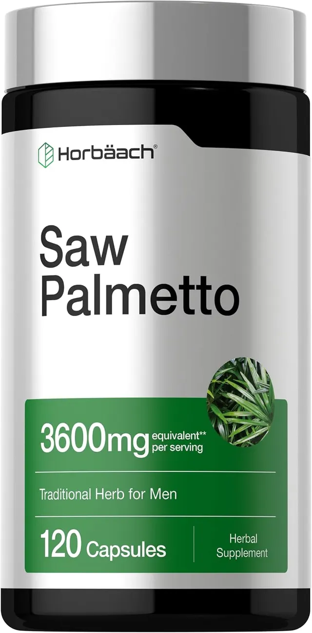 Horbäach Saw Palmetto Extract, 3600mg, 120 Capsules, Prostate Supplement For Men, Gluten Free, From Saw Palmetto Berries, By Horbaach