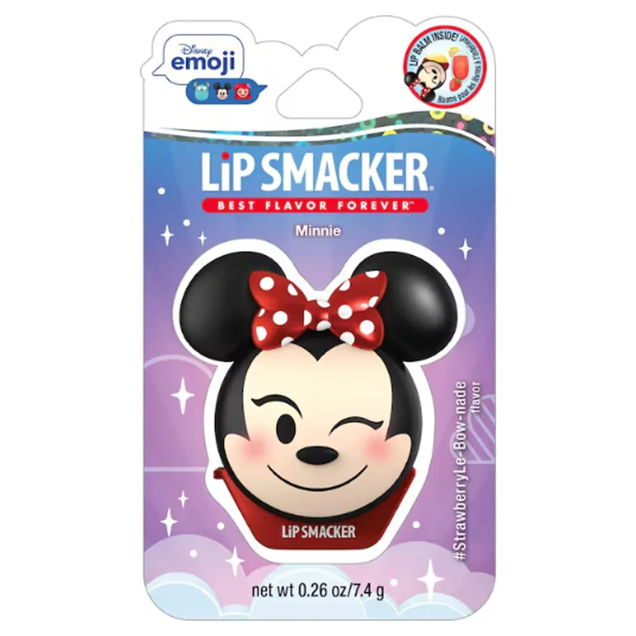 بلسم شفاه Disney Emoji Lip Smacker Minnie بنكهة ليموناضة الفراولة، عبوة بليستر