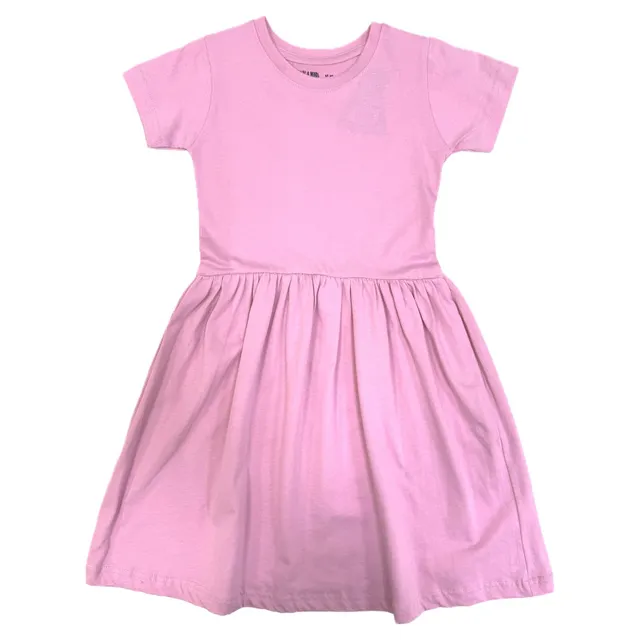Carrefour Girls Short Sleeve Plain Dress 3-8 Years, Pink