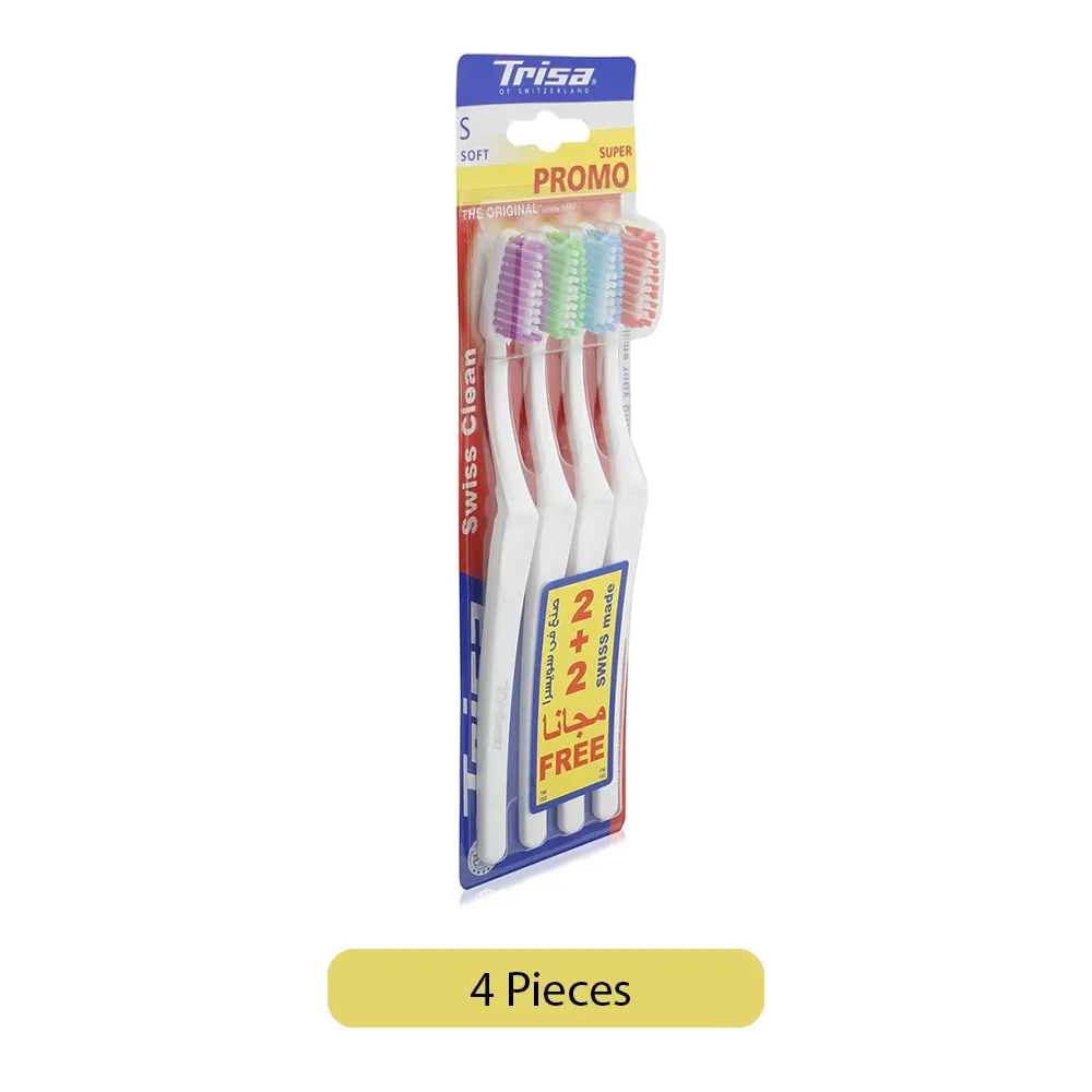 Trisa فرشاة أسنان ناعمة Swiss Clean - 4 pcs