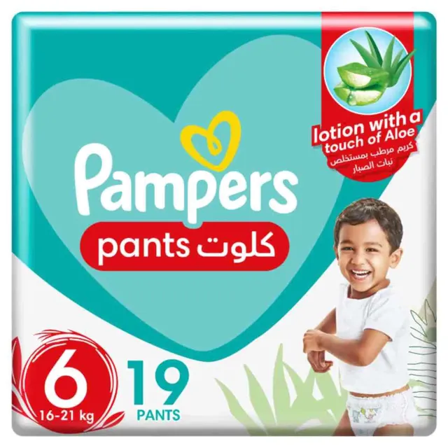 pampers Baby-Dry Pants Diapers With Aloe Vera Lotion Size 6 (16- ) 19 Pants