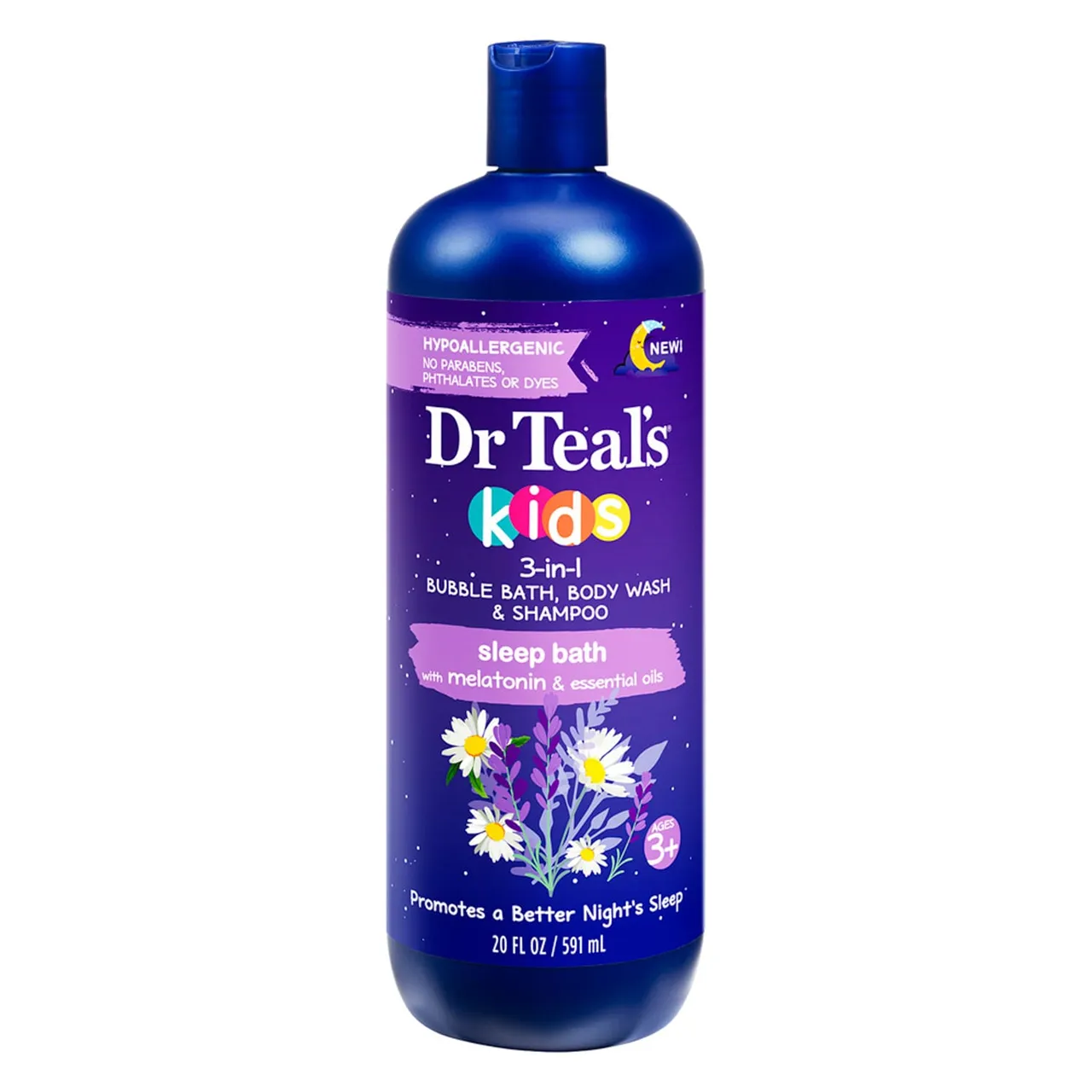 Dr Teal's حمام فقاعات 3 في 1 للأطفال، غسول الجسم والشامبو