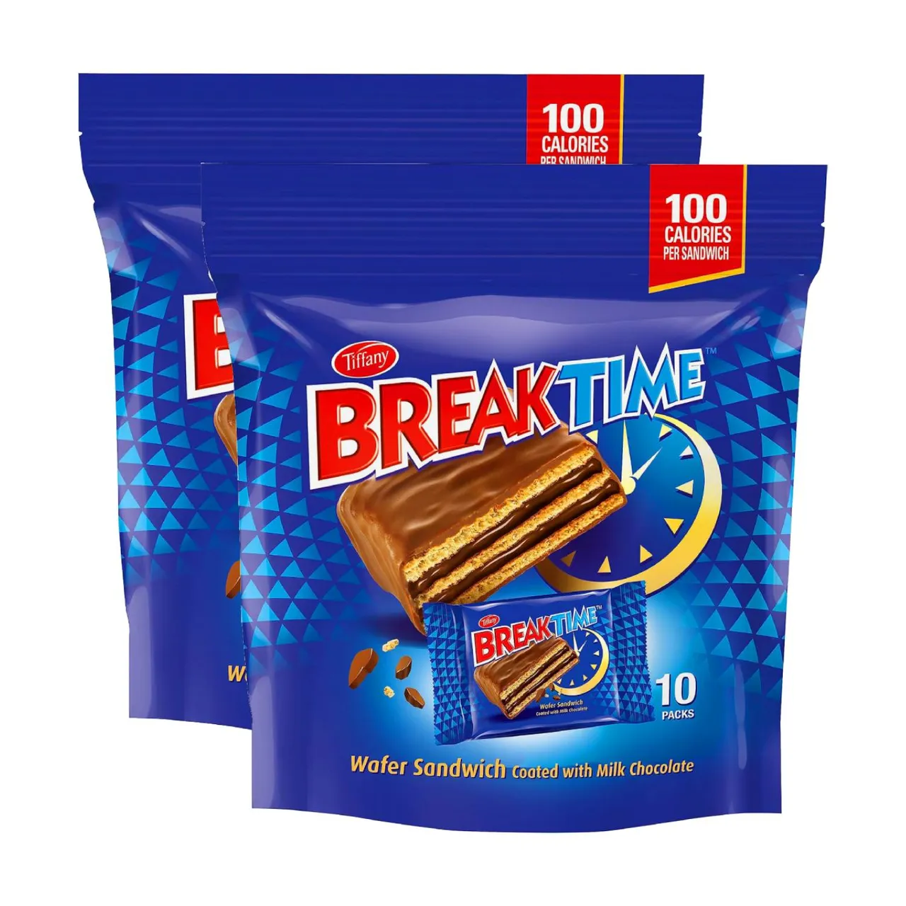 Tiffany ساندويتش ويفر مغطى بشوكولاتة الحليب Breaktime 10 pcs