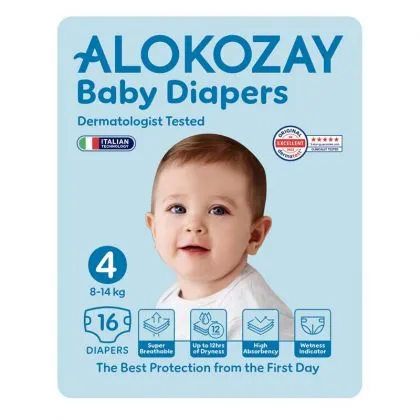 Alokozay Premium Baby Diapers Size 4 (8- ) - 16 Pcs