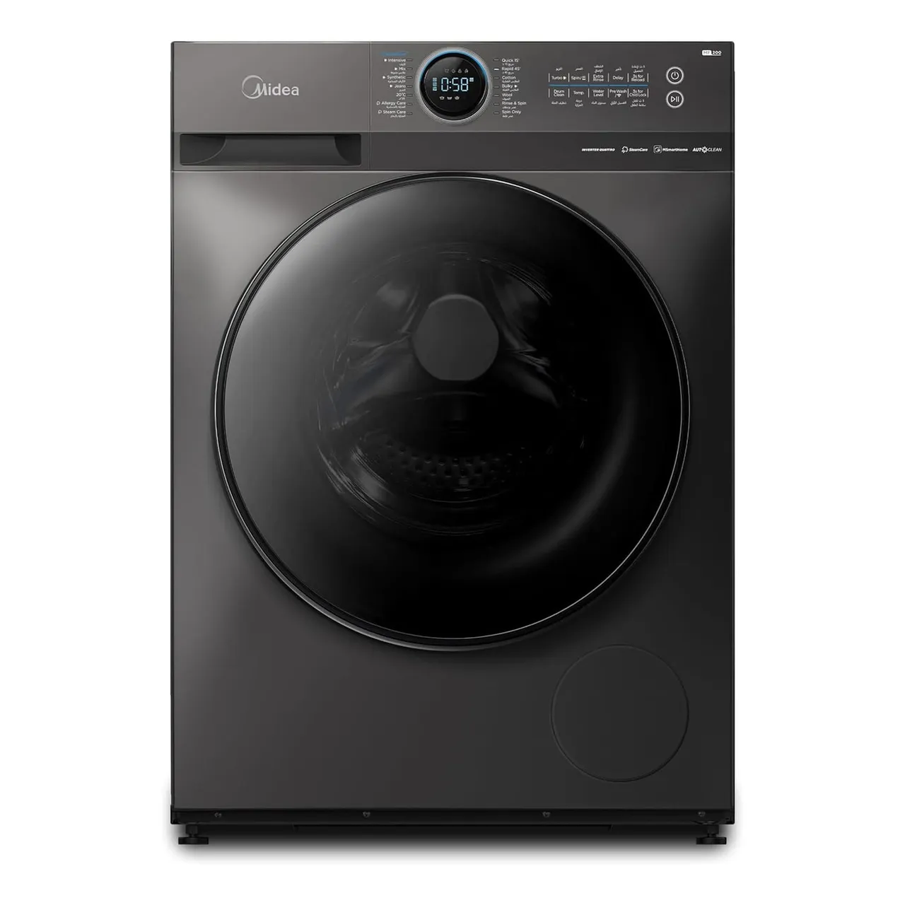 Midea غسالة تحميل أمامي، 1400 RPM، تيتانيوم، MF200W100WBT-GCC