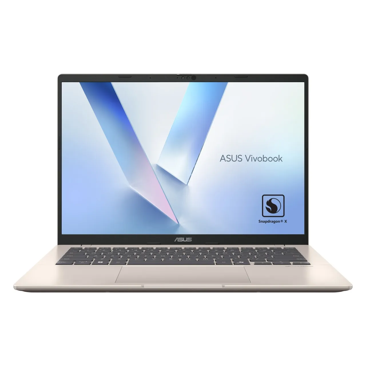 ASUS لابتوب Vivobook 14، معالج Snapdragon X X1 26 100، ذاكرة 16GB، تخزين 1TB SSD، رسومات Qualcomm Adreno، شاشة IPS WUXGA مقاس 14 بوصة، نظام Windows 11 Home، ذهبي بلاتيني، X1407QA-LY046W