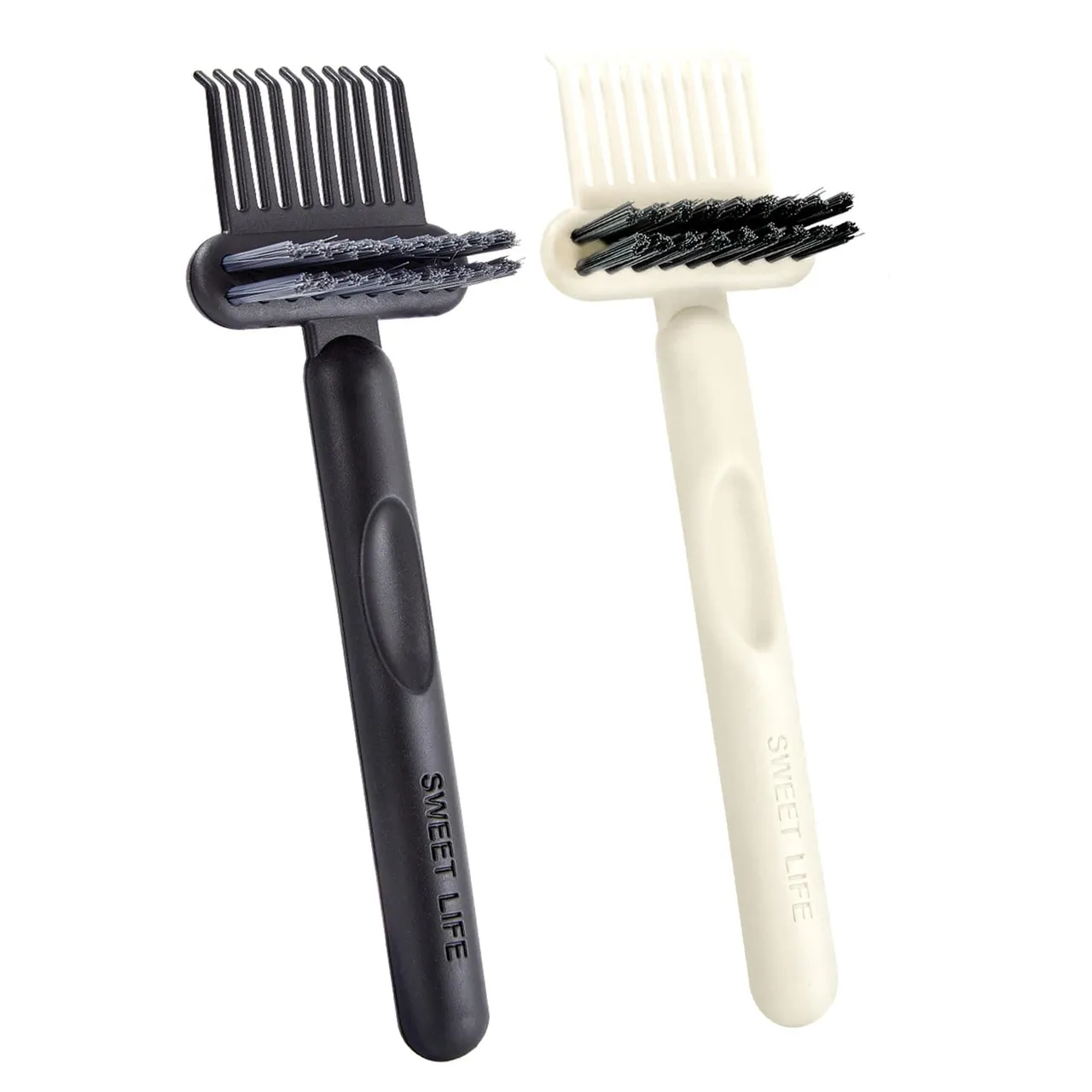 Jurrissa 2 Pack أداة تنظيف فرشاة الشعر، أداة تنظيف 2-in-1، طقم تنظيف محمول للفرشاة والمشط ولوحة المفاتيح، مشط مزيل للشعر والغبار، للمنزل والصالون (BlackWhite