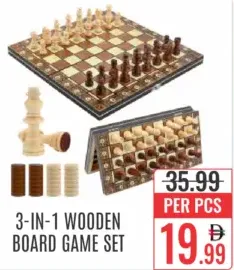 3-in-1 Wooden Board Game Set