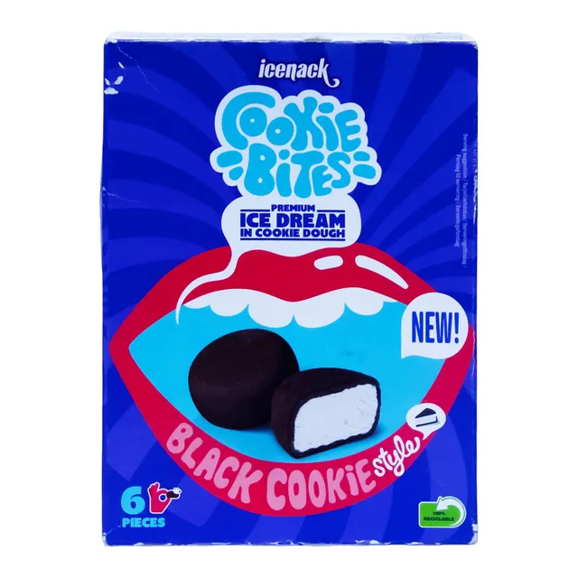 Icenack Black Cookie Style Cookie Bites 6 pcs