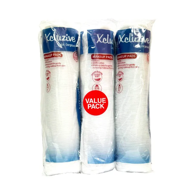 Xcluzive Round Cottn Pads - 3 x 100's