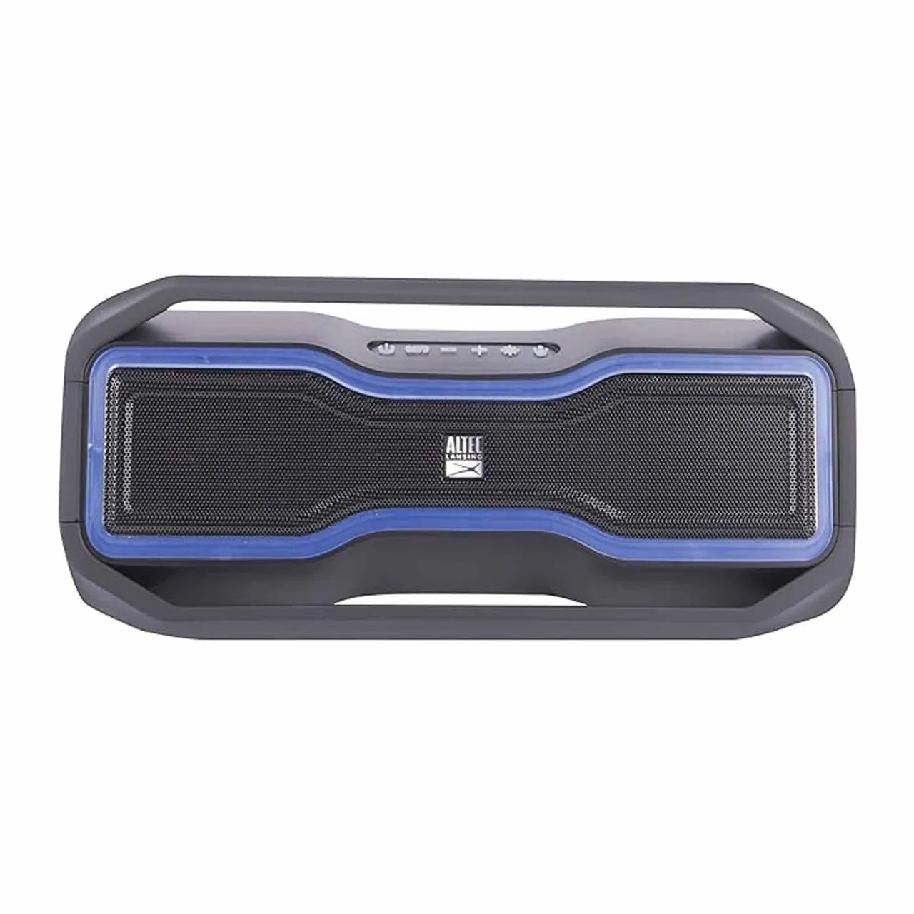 Altec Lansing مكبر صوت RockBox بلوتوث لاسلكي مقاوم للماء يطفو، IP67، مكبر صوت محمول، باس قوي، نظام ستيريو غني، ميكروفون، مدى 100 ft، خفيف الوزن، بطارية 12-Hour، إضاءة LED