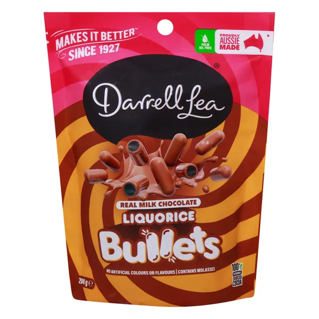 Darrell Lea Real Milk Chocolate Liquorice Bullets